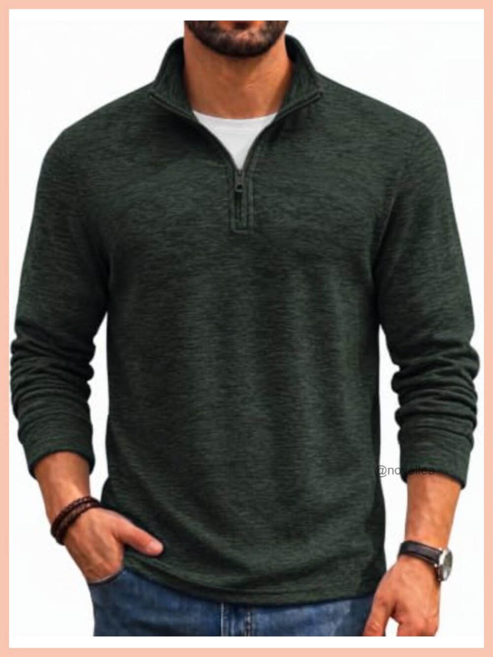 Men's Quarter Zip Pullover Fleece Sweatshirt Mock Neck Regular Fit Casual